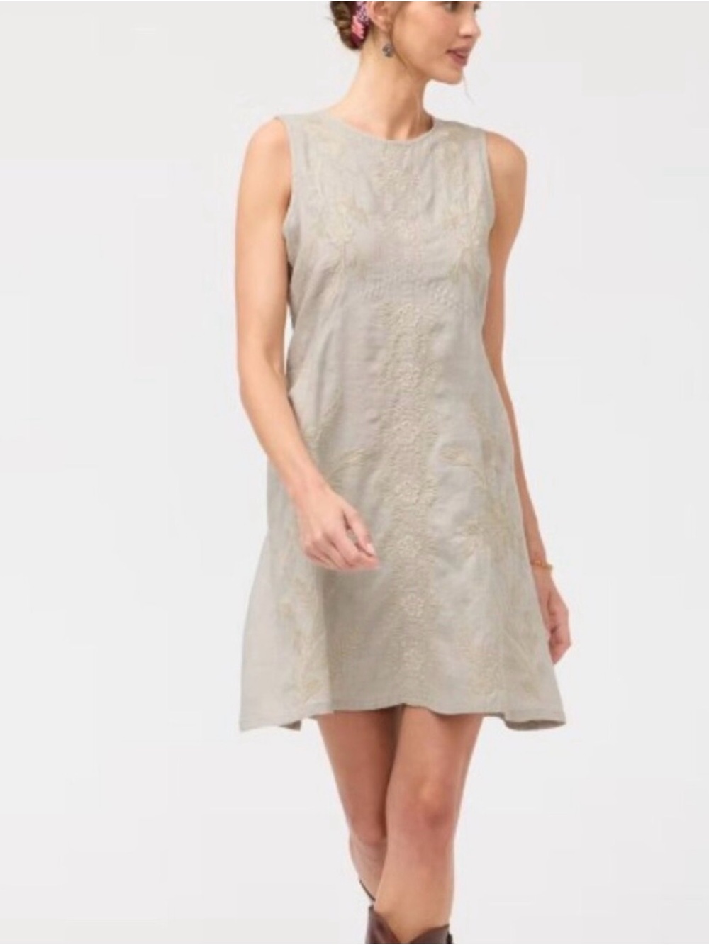 Johnny Was Lara Linen Chevron Shift Dress